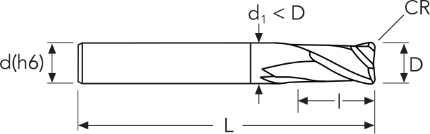 Фреза MCA212R MM 2 (6)R0.2 ALU-COATING 2F CR